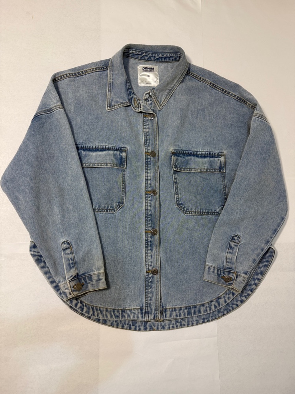 Denim Button-Up Jean Jacket - Light Blue SizeXL Trending